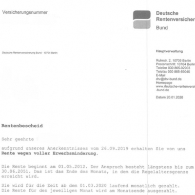 ME/CFS und Erwerbsunfähigkeitsrente